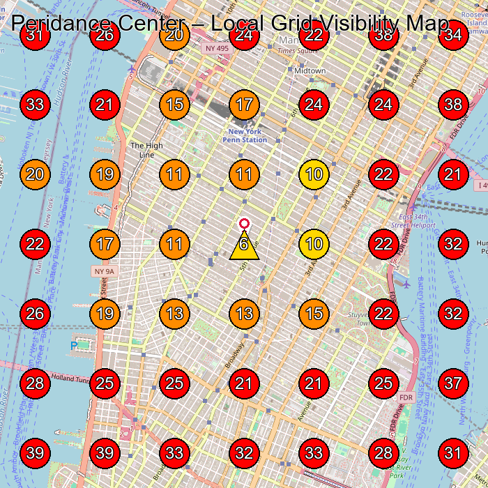 Peridance Center GeoGrid visibility map for Dance School in New York